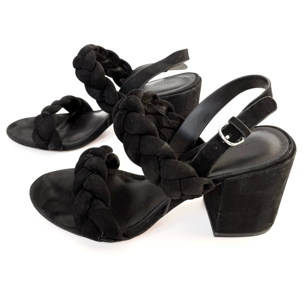 Rebecca Minkoff, size 9 US, Black Suede Braided High Heel Sandals